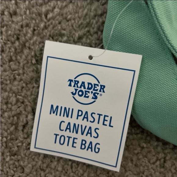 4 Trader Joes Mini Pastel Canvas Tote Bags - Picture 2 of 3